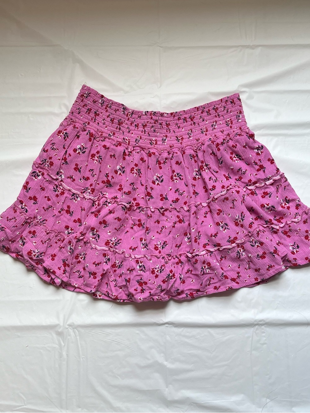 Pink Lily Pink Floral Smocked Tiered Skirt Size XL